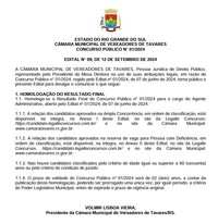 Homologação do Concurso Público nº 01/2024: Confira os Aprovados